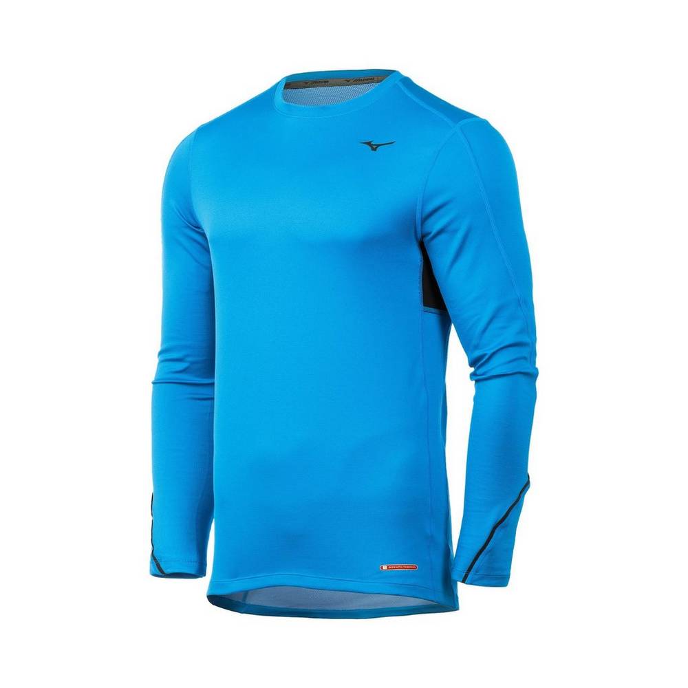 Mens Mizuno Breath Thermo® Long Sleeve Base Layer Blue Philippines (SYXFJZ498)